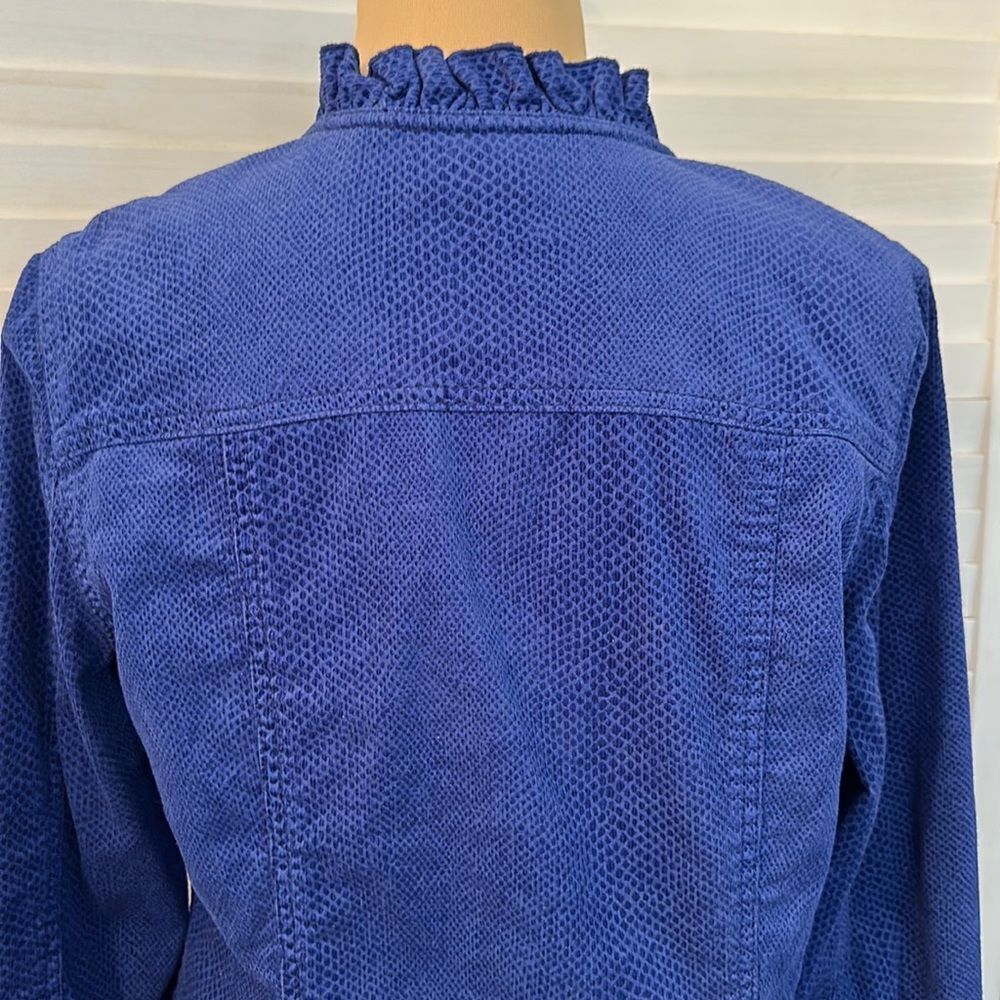 Chico's Corduroy Jacket Size 1 (8) Snake Print Stretch Ruffled - Picture 8 of 15